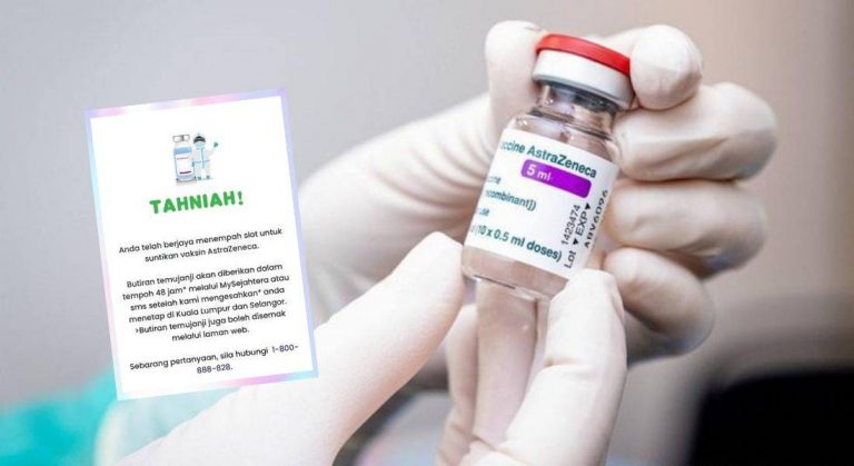 Warganet Kongsi Berjaya Daftar Suntikan Vaksin AstraZeneca, Tinggal 50k Slot!
