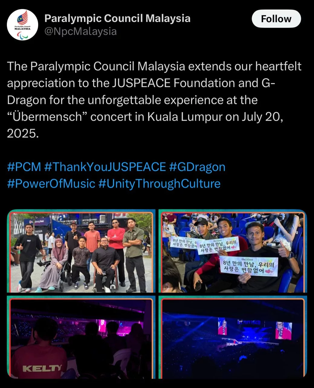 Aksi G-Dragon Jemput Atlet Paralimpik Malaysia Ke Konsert ‘Übermensch’ Kuala Lumpur Sentuh Hati Peminat