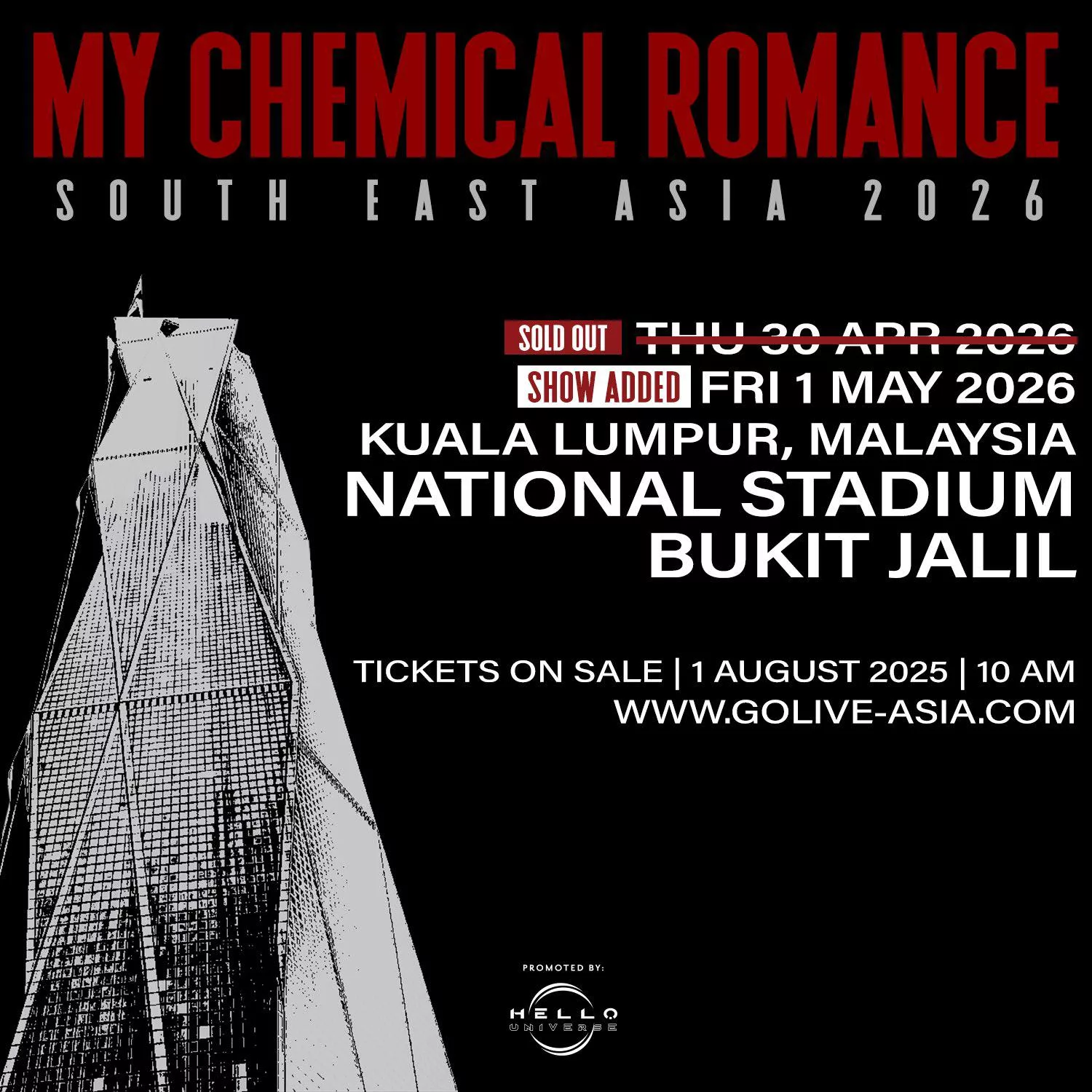 Atas Permintaan Ramai! My Chemical Romance Bakal Gegarkan Kuala Lumpur Selama 2 Hari