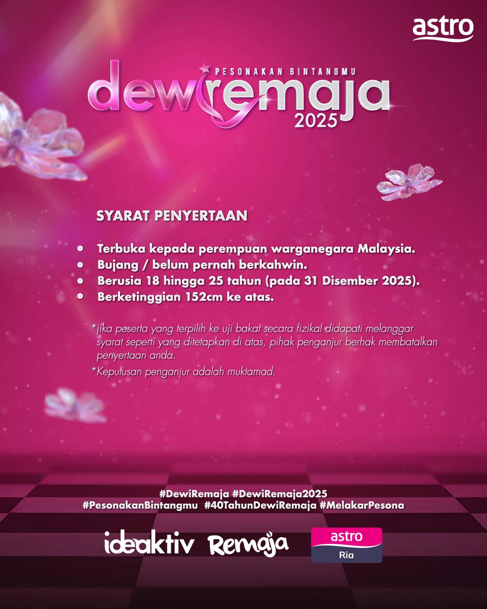 40 Tahun Gemilang Hasil Kemunculan Bakat-Bakat Tanah Air, Dewi Remaja 2025 Buka Pendaftaran Untuk ‘Batch’ Terbaru