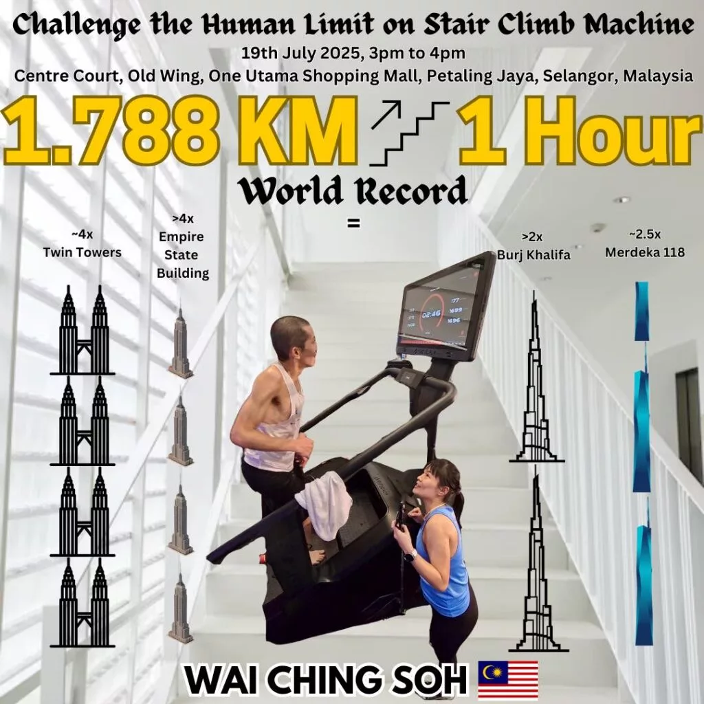 Soh Wai Ching Cipta Sejarah, Daki 4 Kali KLCC Dalam Masa 1 Jam!