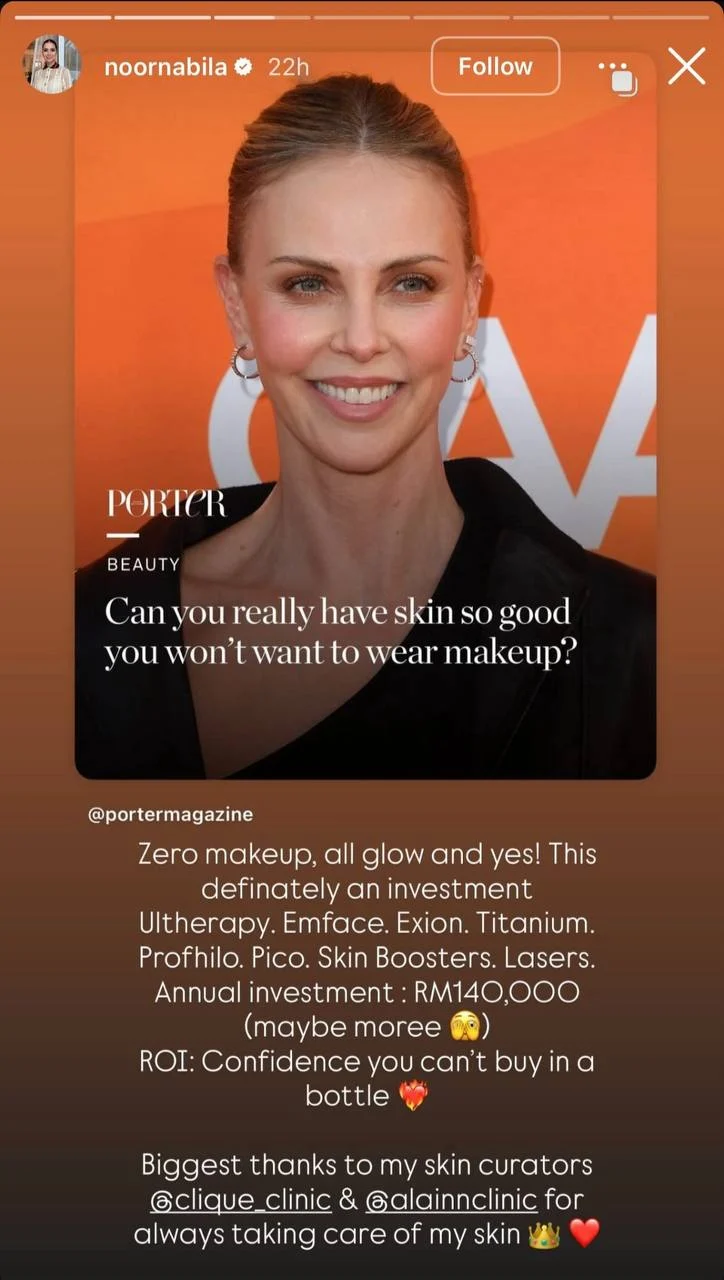 Noor Nabila Perabis RM140,000 Setahun Demi Kulit Cantik Tanpa Solekan!