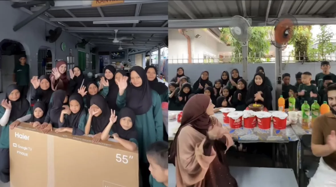 Berjiwa Besar! Anak Wawa Zainal & Aeril Kongsi Rezeki Dengan Anak Yatim, Guna RM3000 Untuk Belikan TV & Makanan