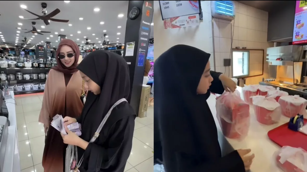 Berjiwa Besar! Anak Wawa Zainal & Aeril Kongsi Rezeki Dengan Anak Yatim, Guna RM3000 Untuk Belikan TV & Makanan