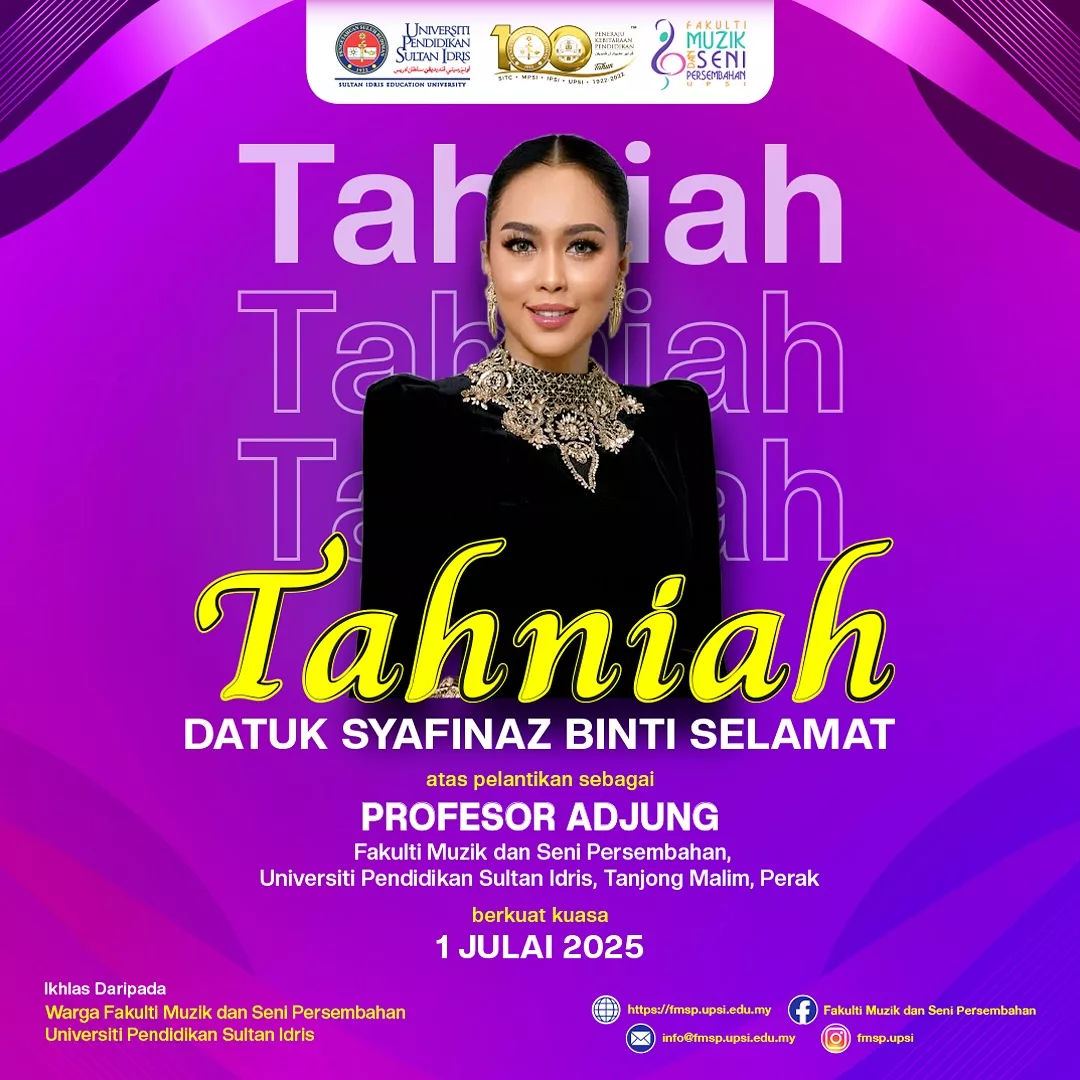 Bakal Perkasa Dunia Muzik & Akademik, Datuk Syafinaz Selamat Dilantik Profesor Adjung UPSI