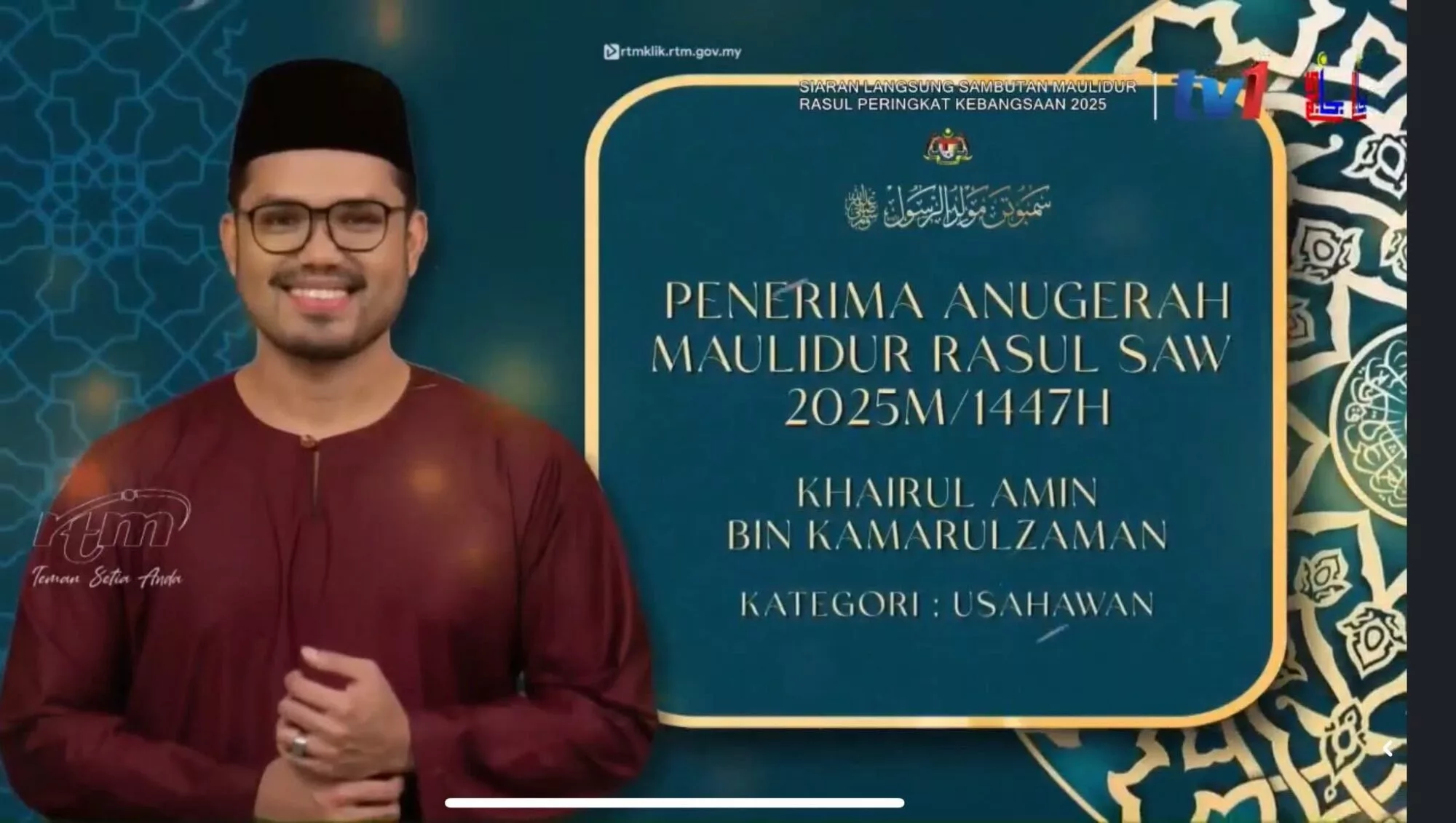 Khairul Aming Raih Anugerah Maulidur Rasul Kebangsaan 2025