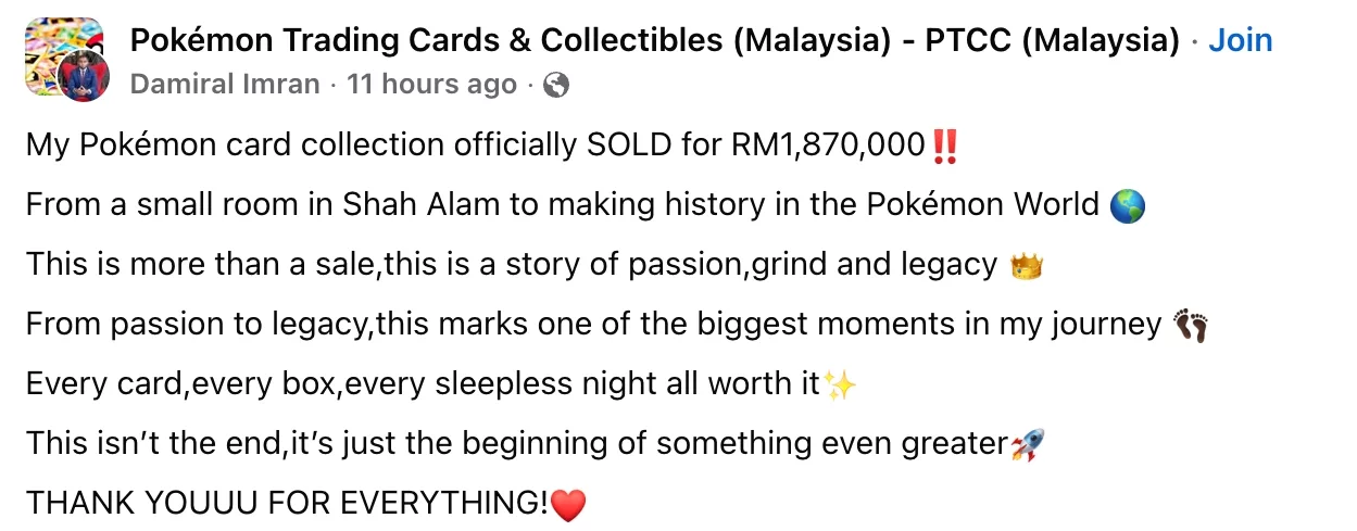 Koleksi Kad Pokémon Terjual RM1.87 Juta, Hobi Luar Biasa Jadi Sumber Rezeki!