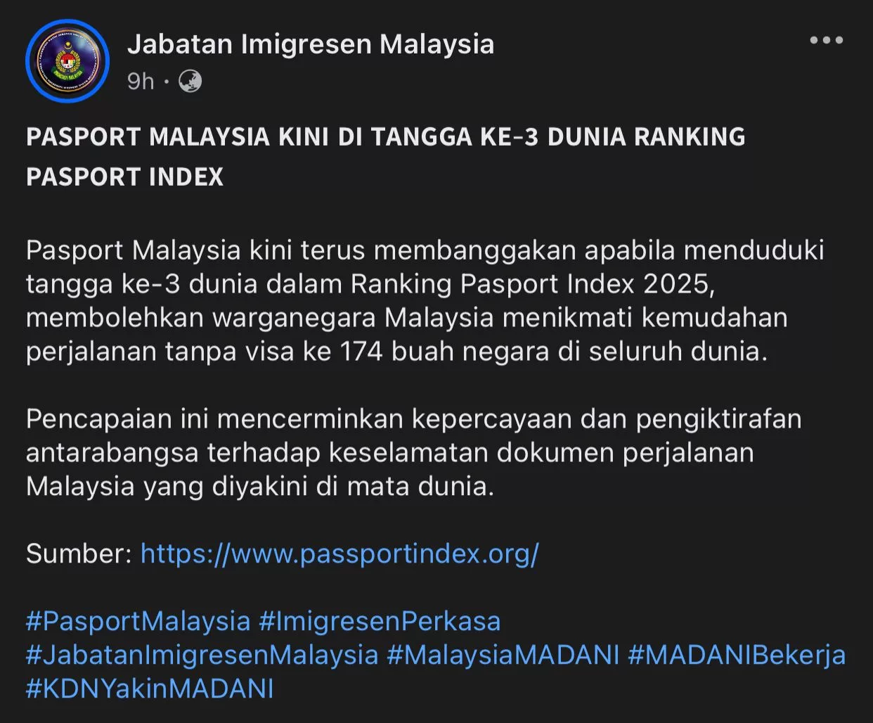 Pasport Malaysia Di Tangga Ketiga Dunia! Rakyat Kini Boleh Travel Ke 174 Negara Tanpa Visa