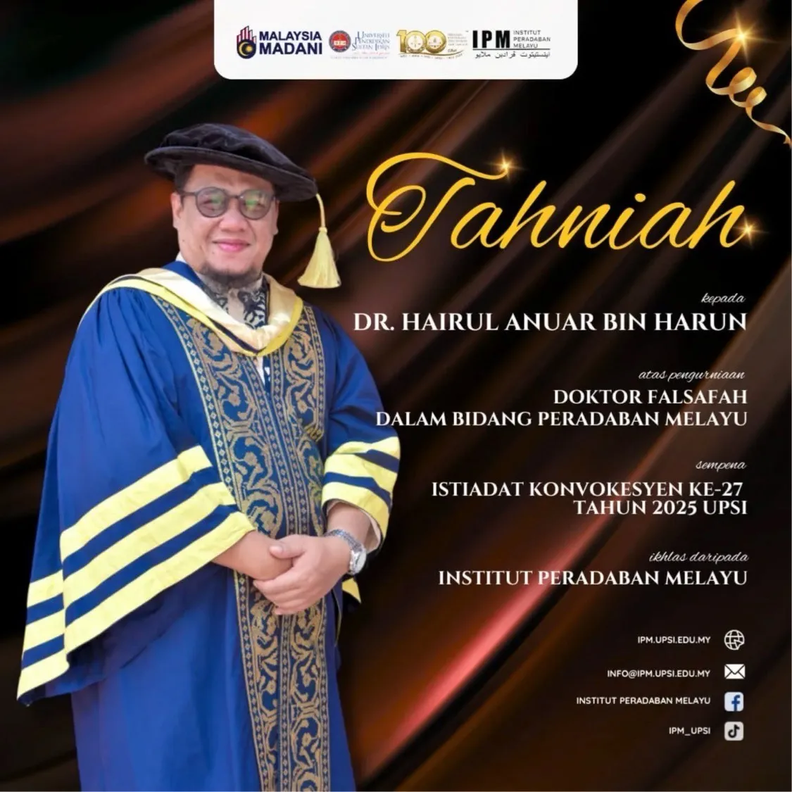 Penulis Lirik Ikonik Cindai & Hati Kama Berjaya Genggam PhD! Buktikan Kejayaan Tak Kenal Usia. Tahniah!