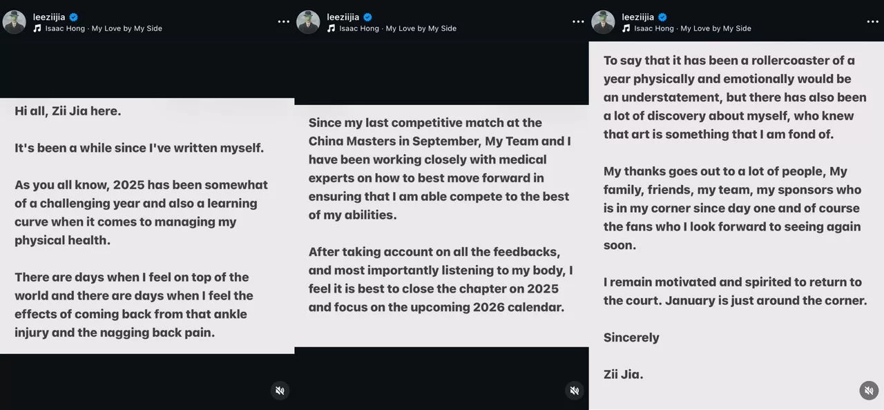 Lee Zii Jia Umum Akhiri Musim Lebih Awal, Sedia Bangkit Dengan Aura Baru 2026