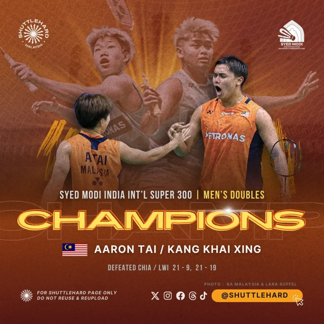 Khai Xing-Aaron Raih Juara! Rangkul Gelaran Sulung Jelajah Dunia Di India