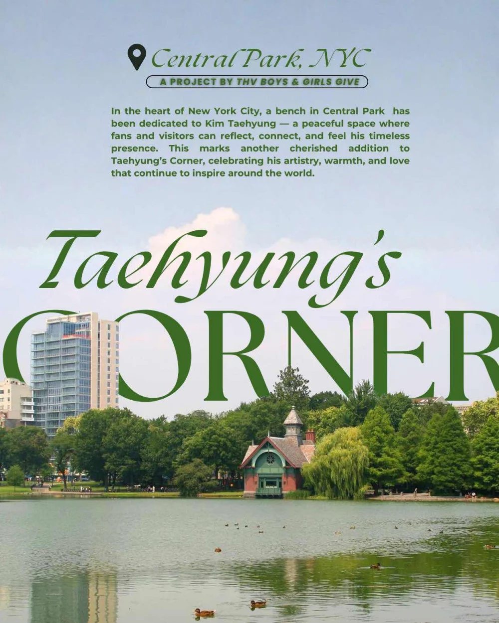 Peminat V BTS Sumbang US,000! Wujudkan ‘V Bench’ Di Central Park, New York