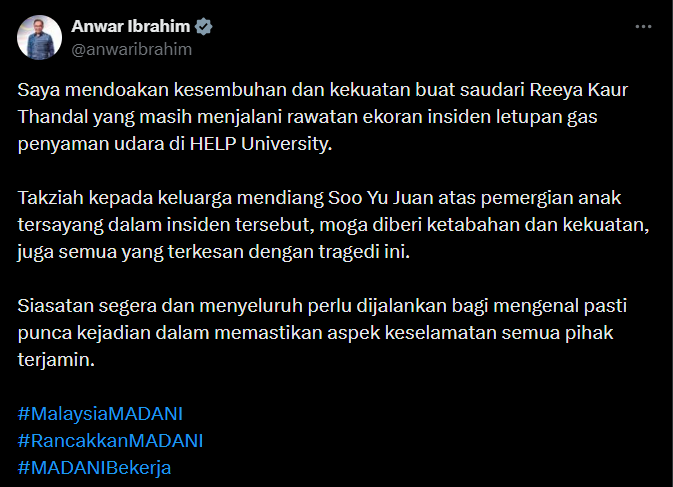 Letupan di HELP University: PMX Doa Kesembuhan Pelajar Koma, Arah Siasatan Segera
