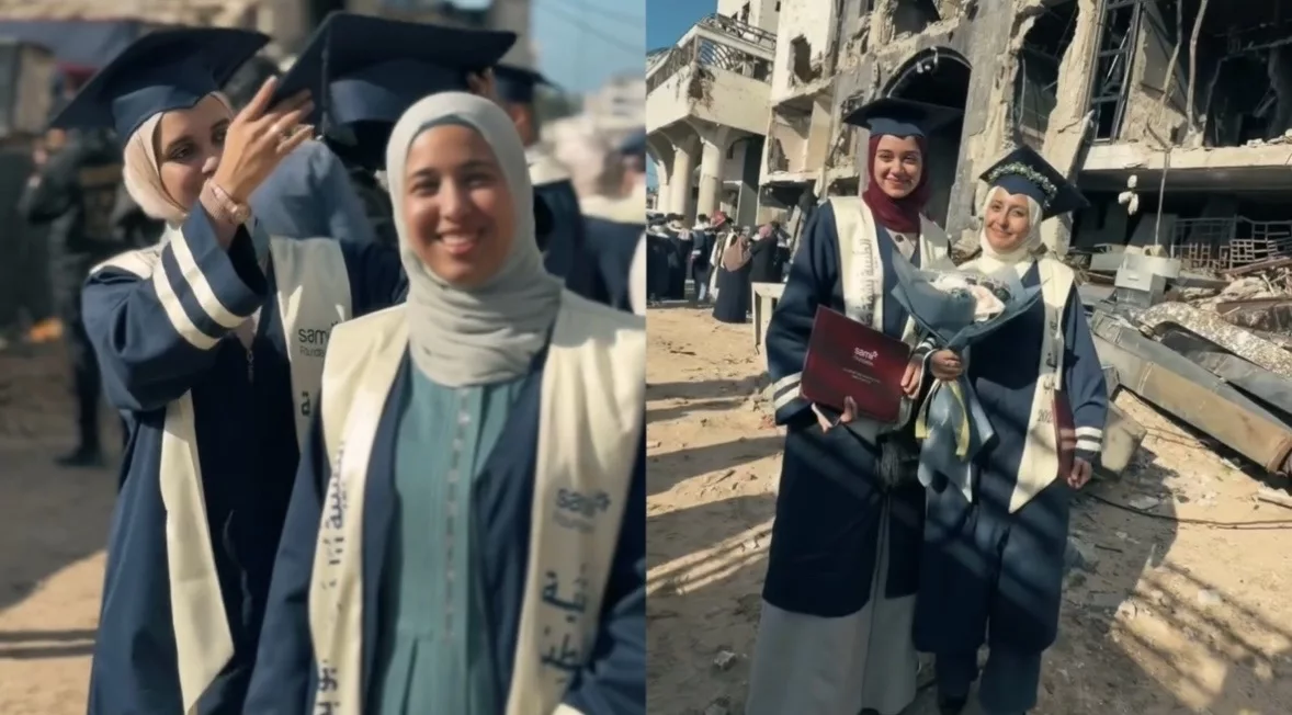 230 Graduan Gaza Tamatkan Pengajian Perubatan Dengan Jaya, Rai Konvokesyen Di Runtuhan Al-Shifa