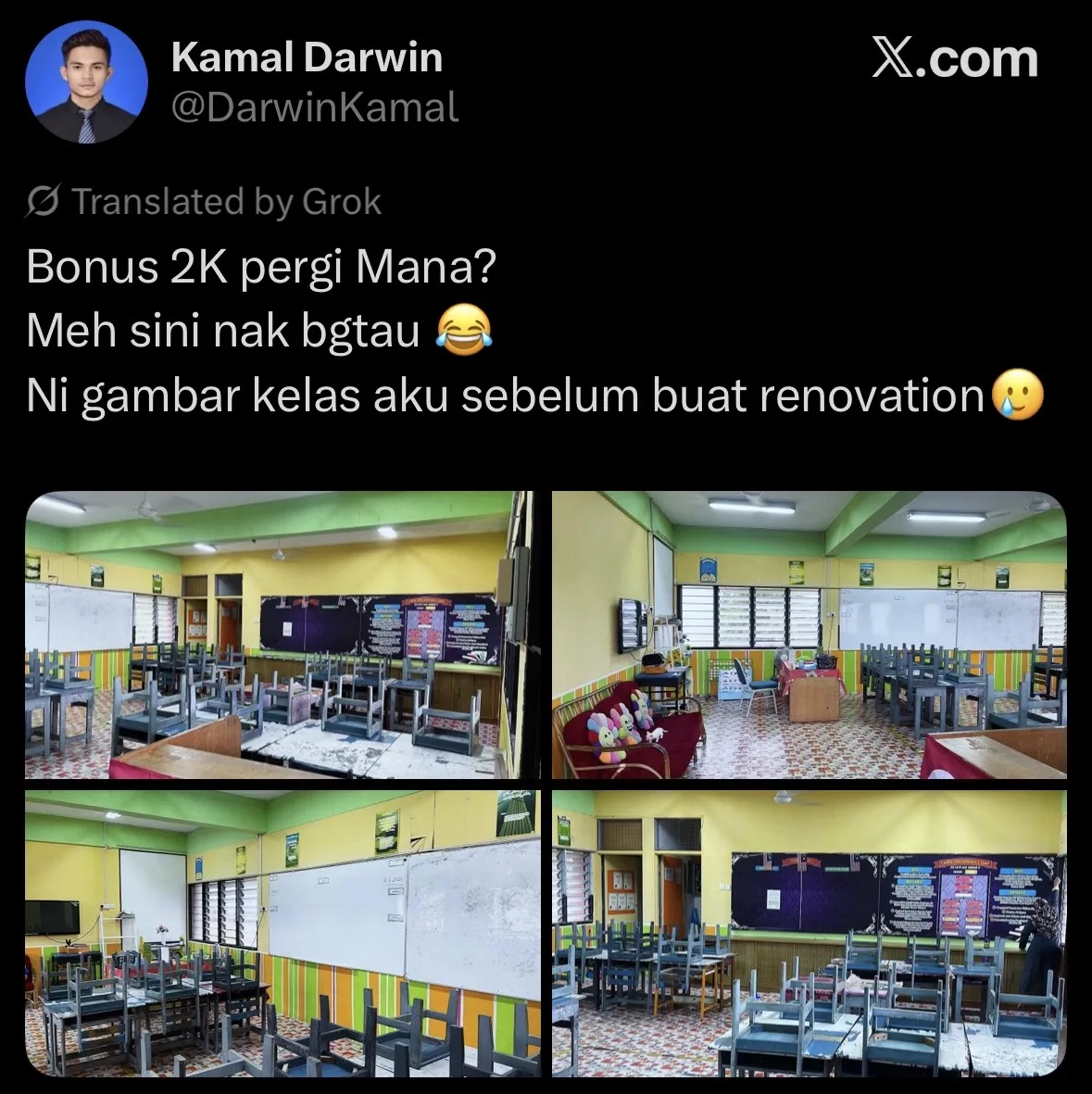 Sanggup Guna Duit Bonus RM2,000, Cikgu Ini Ubah Suai Kelas Demi Keselesaan Murid