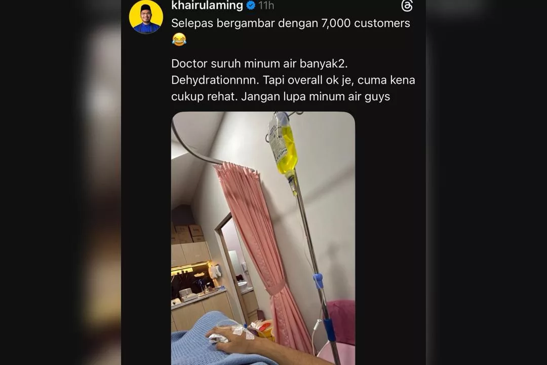 Khairul Aming Terima Rawatan Akibat Dehidrasi, Dedikasi Layan 7,000 Pelanggan 6 Khairul Aming Terima Rawatan Akibat Dehidrasi, Dedikasi Layan 7,000 Pelanggan