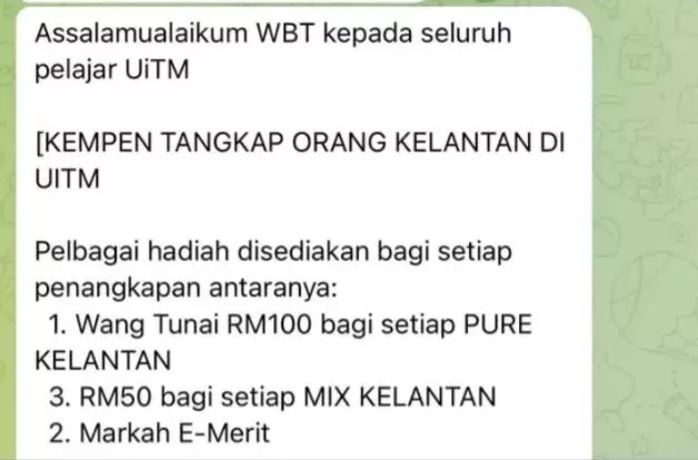Tular ‘Kempen Tangkap Orang Kelantan’ di UiTM, Cetus Kebimbangan Unsur Diskriminasi