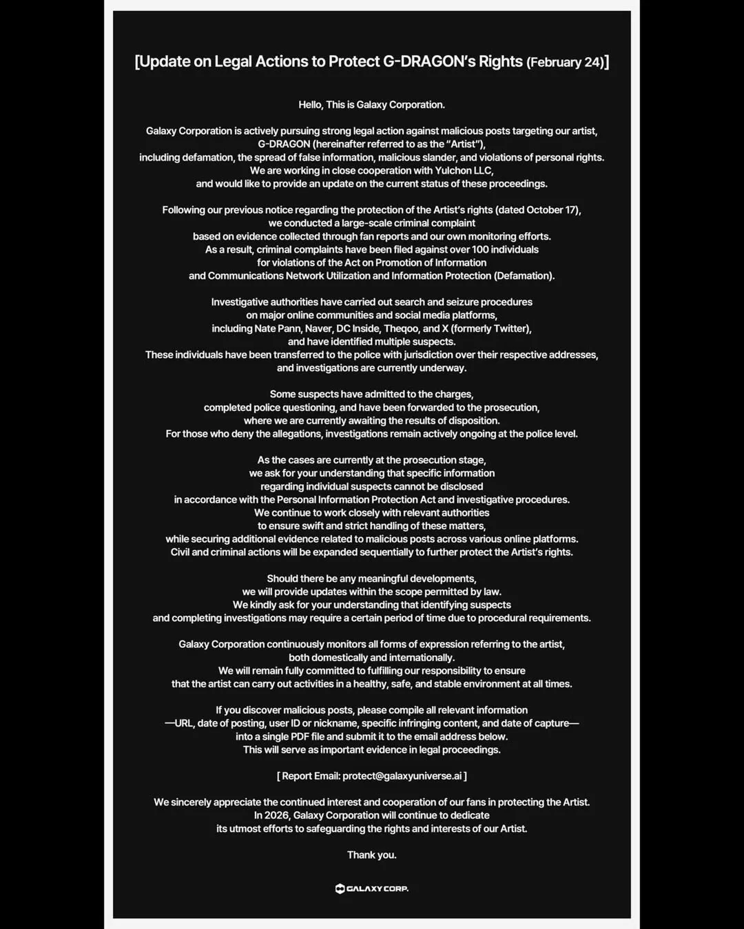 G-Dragon Failkan Saman Terhadap Lebih 100 Individu, Tegas Perangi Fitnah & Serangan Siber 6 G-Dragon Failkan Saman Terhadap Lebih 100 Individu, Tegas Perangi Fitnah & Serangan Siber