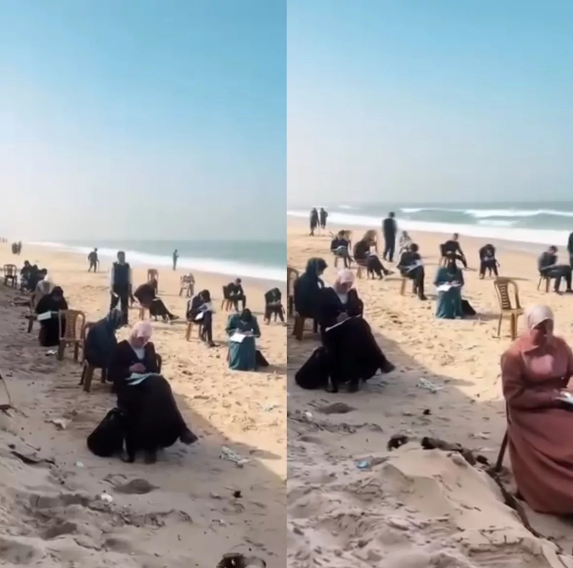 Walau Sekolah Musnah, Pelajar Gaza Tetap Duduki Peperiksaan Di Tepi Pantai