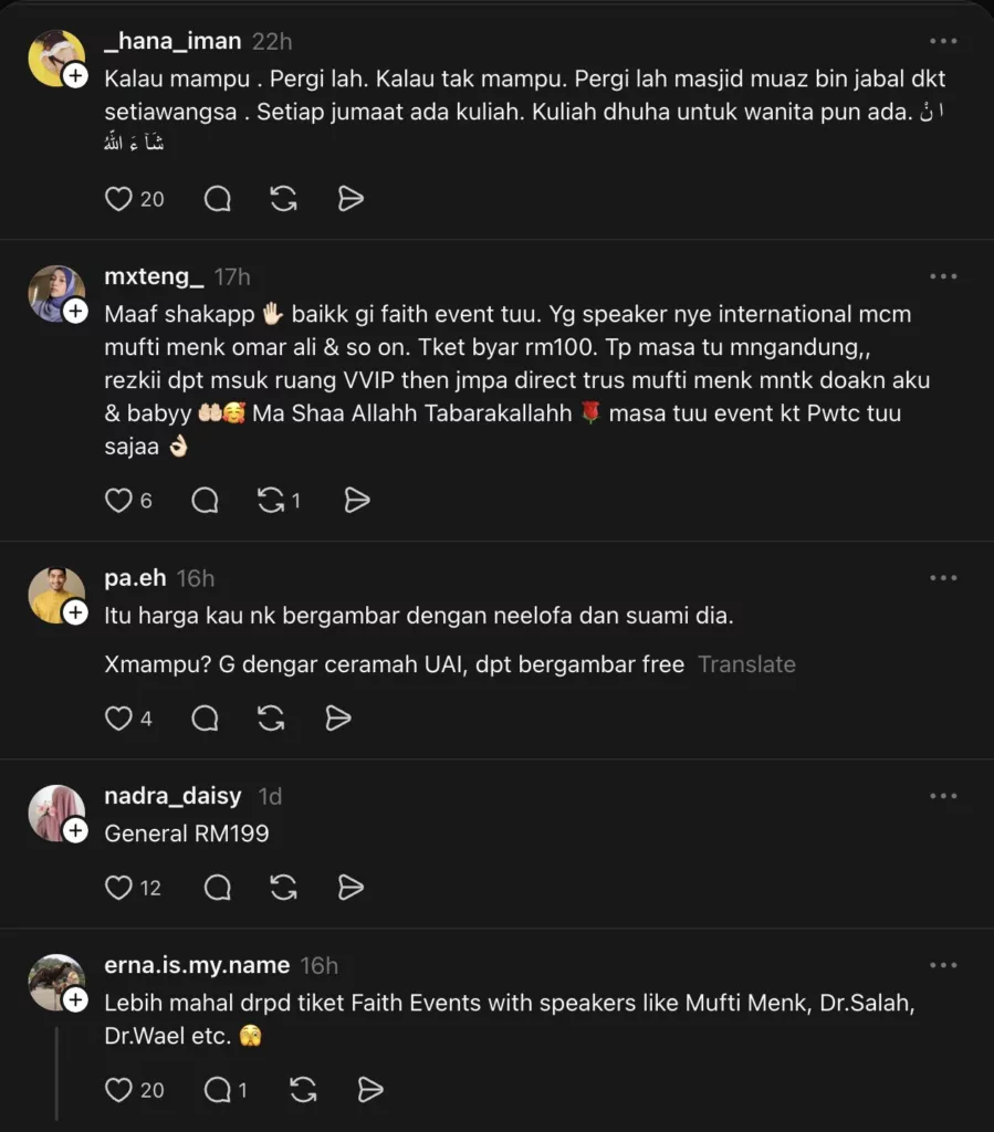 Harga Tiket Cecah RM1,000, Program Neelofa dan PU Haris Undang Pelbagai Reaksi