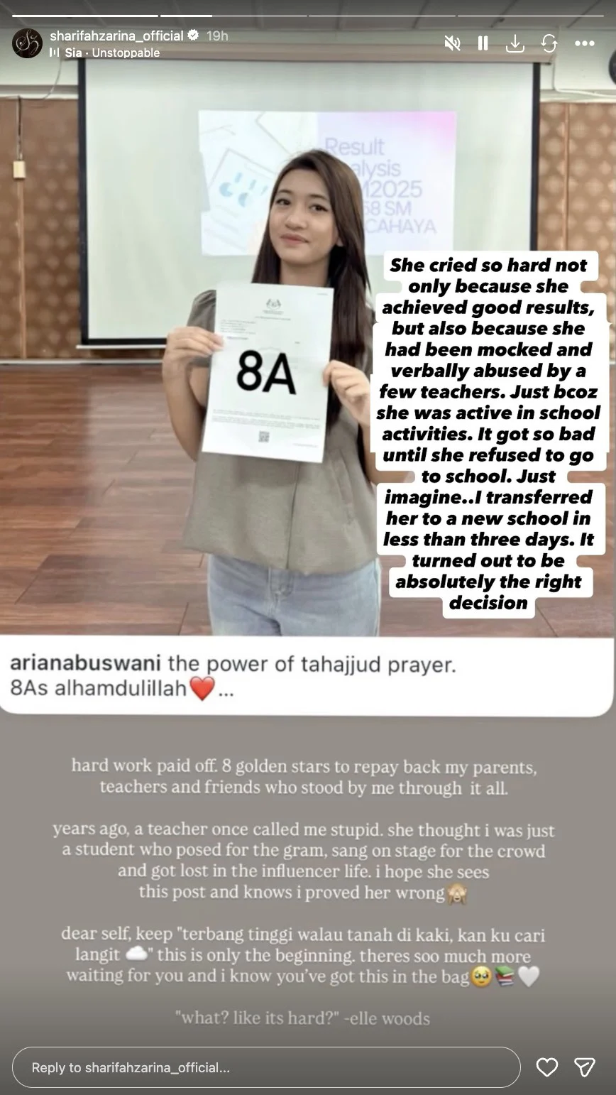 Solat Tahajud & Usaha Keras Jadi Kunci Kejayaan, Anak Sharifah Zarina Raih 8A SPM