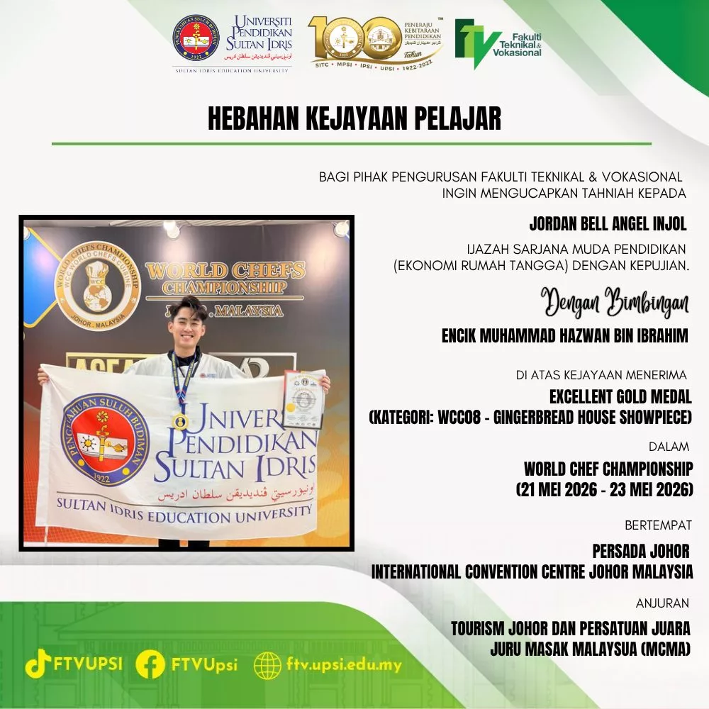 Bawa Pulang 7 Emas! Pelajar UPSI Dominasi World Chefs Championship 2026