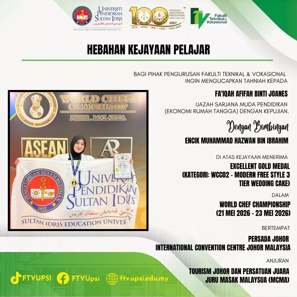 Bawa Pulang 7 Emas! Pelajar UPSI Dominasi World Chefs Championship 2026