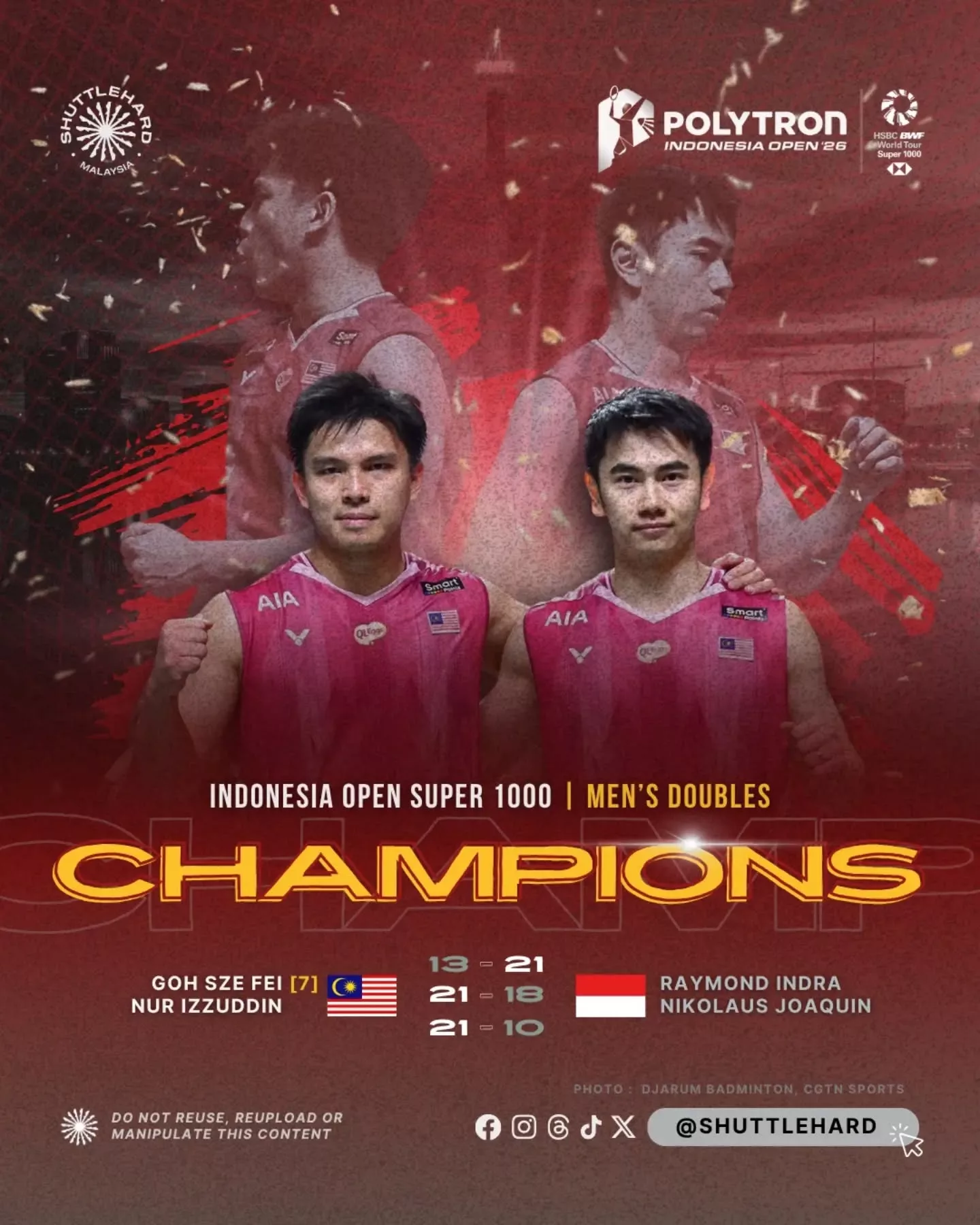 Goh Sze Fei-Nur Izzuddin Tamatkan Penantian 18 Tahun Negara, Muncul Juara Terbuka Indonesia! 5 Goh Sze Fei-Nur Izzuddin Tamatkan Penantian 18 Tahun Negara, Muncul Juara Terbuka Indonesia!