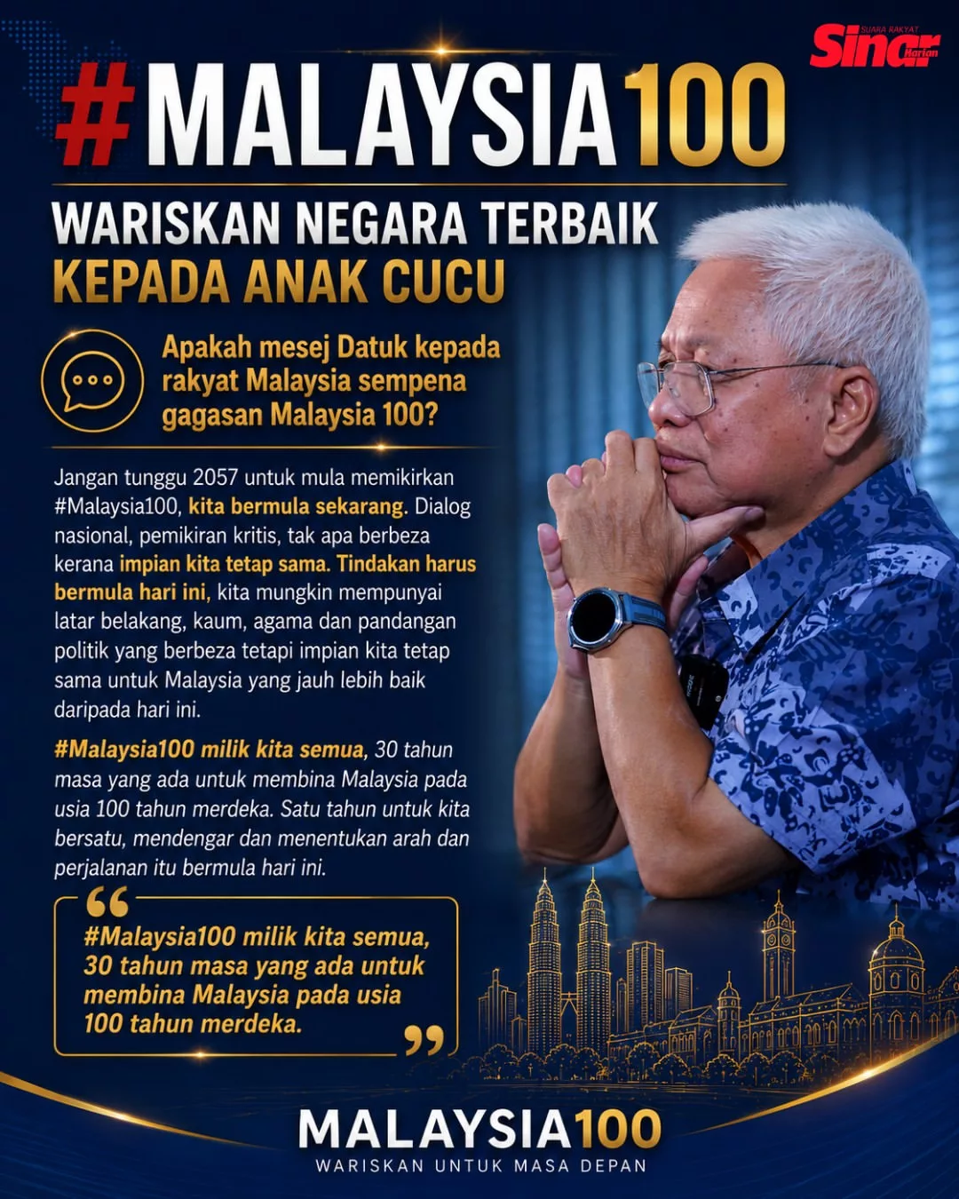 Malaysia100: Negara Yang Kita Wariskan Kepada Generasi Akan Datang Bermula Dengan Kita Hari Ini 9 Malaysia100: Negara Yang Kita Wariskan Kepada Generasi Akan Datang Bermula Dengan Kita Hari Ini