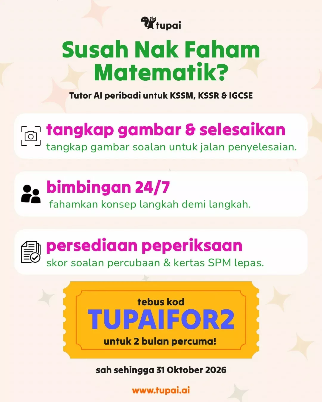 Sukar Kuasai Subjek Matematik? Pelajar Kini Boleh 'Prepare' Awal Secara Percuma Menerusi TUPAI 5 Sukar Kuasai Subjek Matematik? Pelajar Kini Boleh 'Prepare' Awal Secara Percuma Menerusi TUPAI