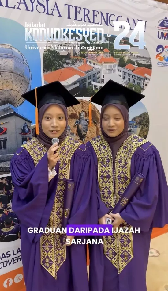 Bapa Terlantar 16 Tahun Akibat Strok, Dua Beradik Kembar Graduan UMT Hadiahkan Kejayaan Buat Ibu
