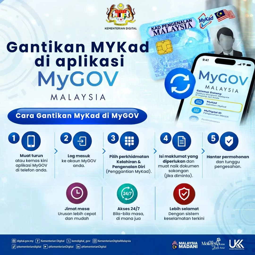 Tak Perlu Beratur Di Kaunter, Ini 5 Langkah Mudah Mohon Gantian MyKad Menerusi MyGOV 4 Tak Perlu Beratur Di Kaunter, Ini 5 Langkah Mudah Mohon Gantian MyKad Menerusi MyGOV