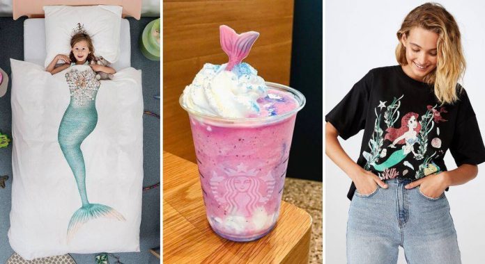 Dari kanan - Baju T dari Cotton On, minuman Fantasy Tail Frappucino dari Starbucks dan Duvet katil dari SNURK